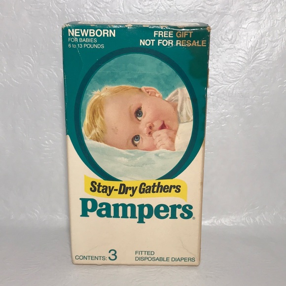 VINTAGE PAMPERS 1978 Promotional SAMPLE BOX OF 3 DIAPERS NEWBORN New old stock - Picture 1 of 6